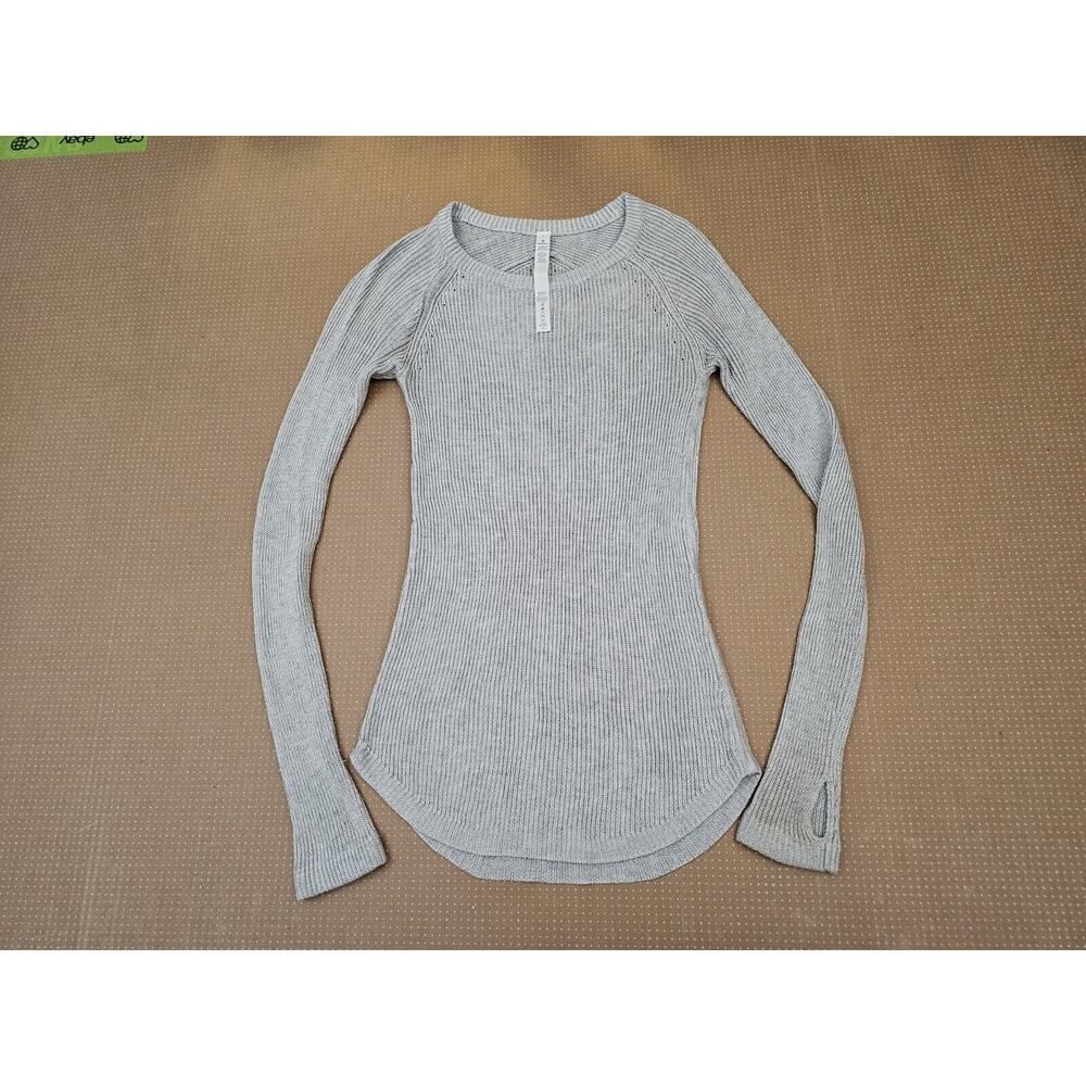 Lululemon Sweater Womens 2 Gray Cabin Yogi Cashmere Bamboo Running Pullover